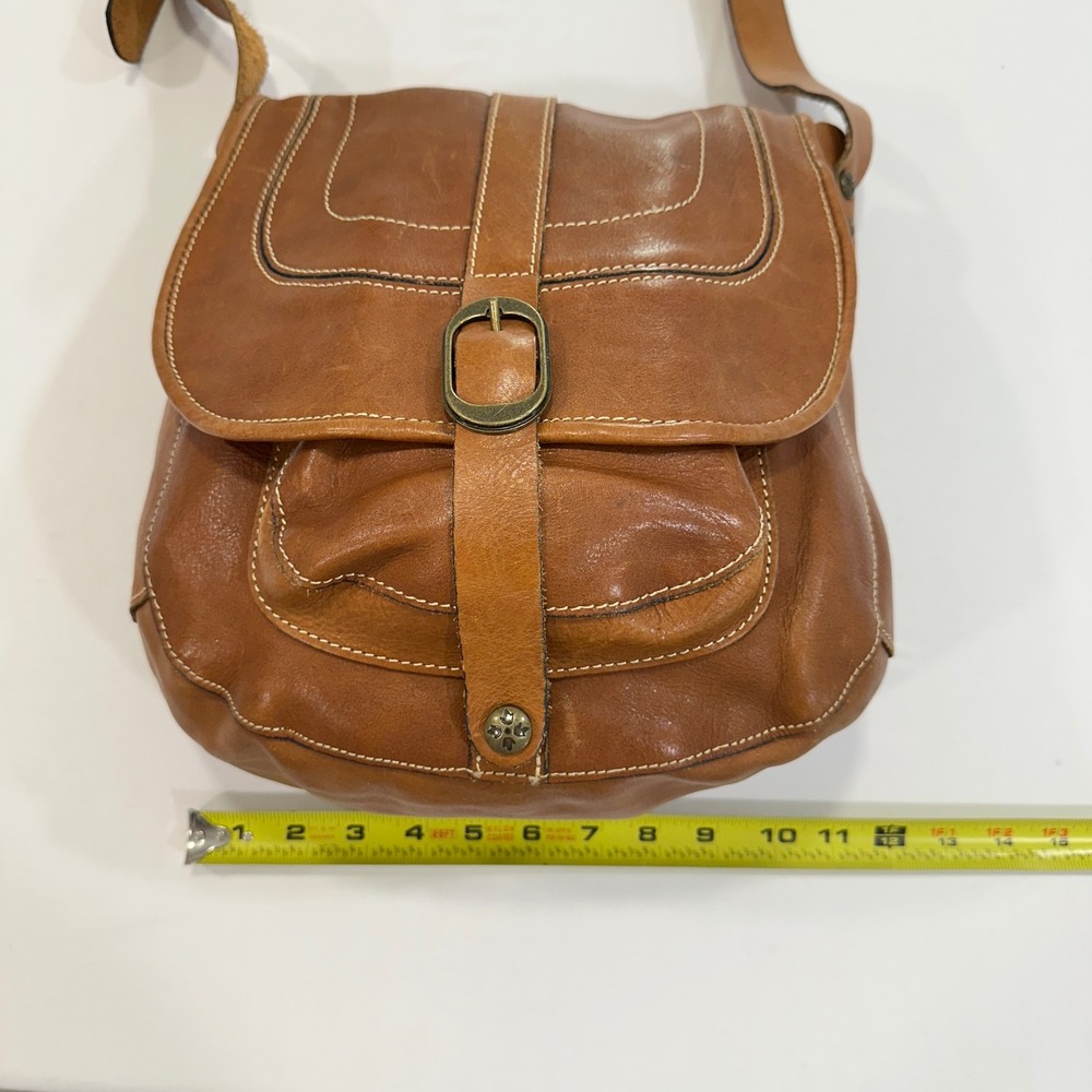 Patricia Nash Italian Leather Saddle Crossbody Women Medium Tan Buckle | Boho - Picture 15 of 15